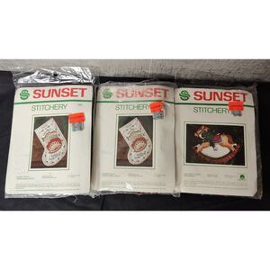 Vintage Sunset Stitchery Kits Lot of 3